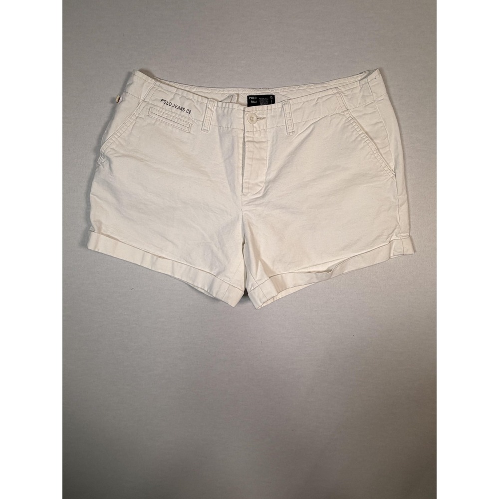 Polo Jeans Co Ralph Lauren Shorts Womens 10 White Chino Twill Cuffed Casual